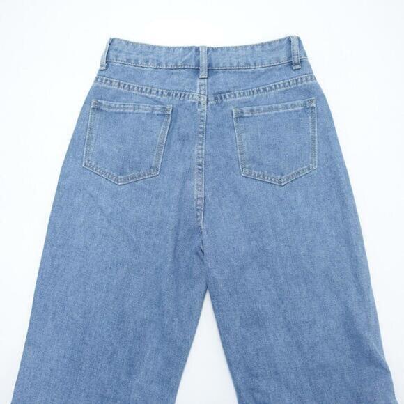 SheIn Jeans Women's XS Blue 5-Pockets Zip Fly Melting Smile Printed Straight Leg - Picture 4 of 6